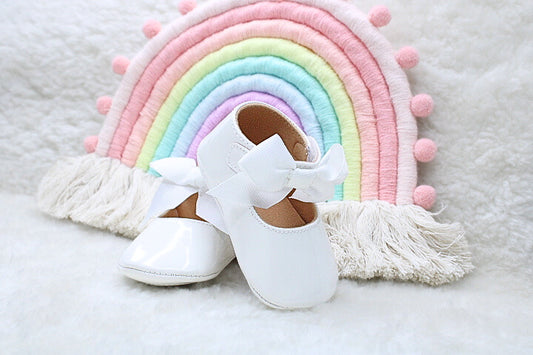 Baby Girl White Bow Shoes